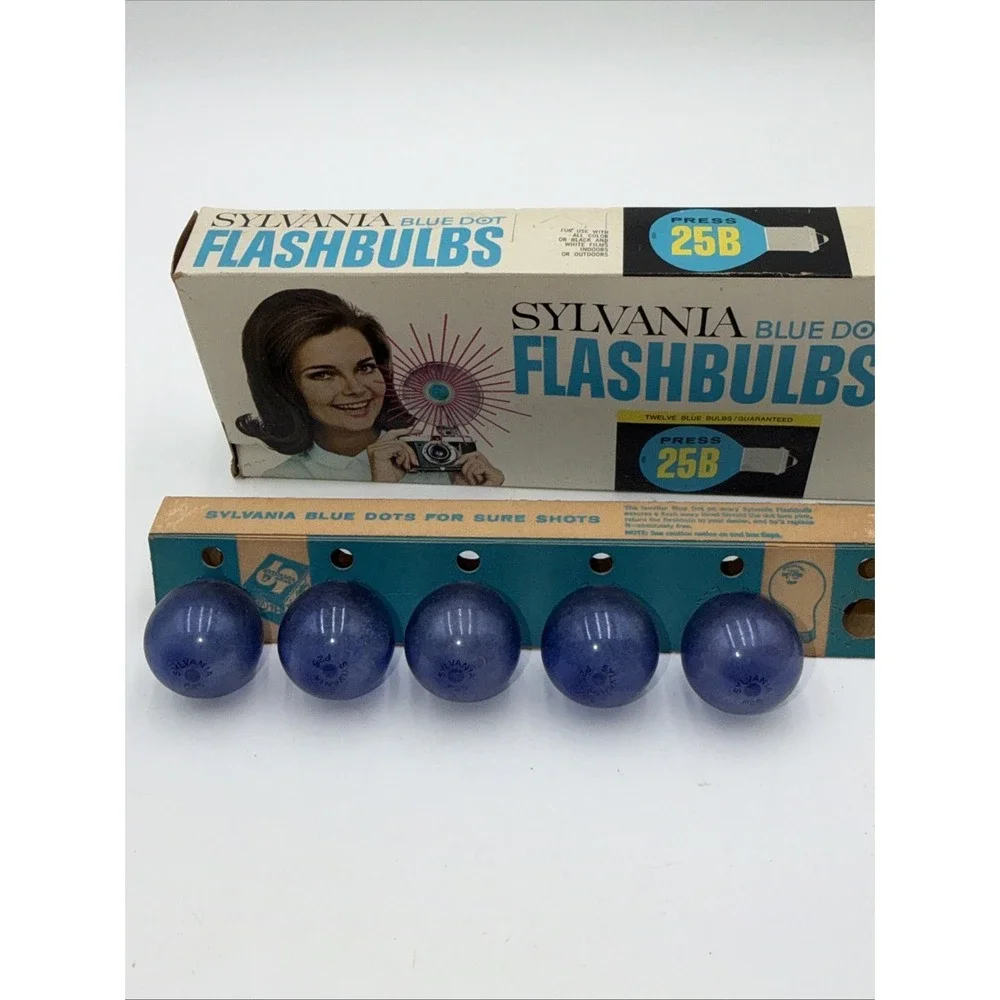 Sylvania BLUE DOT 5 Pack PRESS 25B FLASHBULB New Old Stock